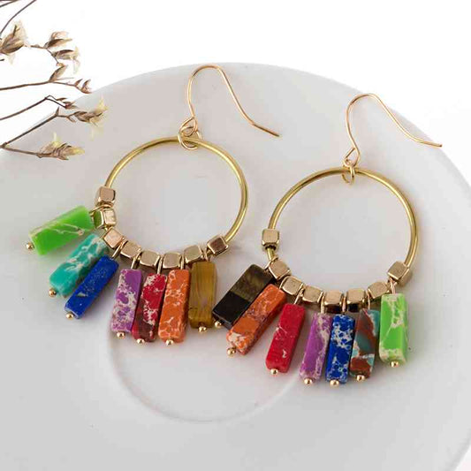 Satchels & Beyond Multicolored Stone Dangle Earrings