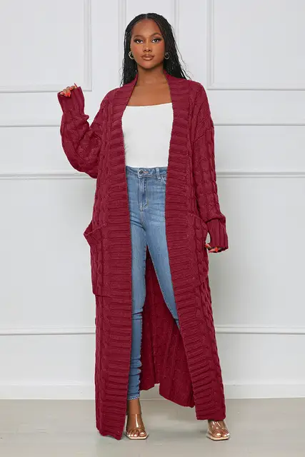 Satchels & Beyond Casual Cardigan Long Maxi Sweater