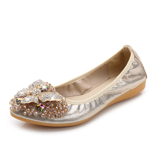 Satchels & Beyond Rhinestone Butterfly Shoes Flat Shoes