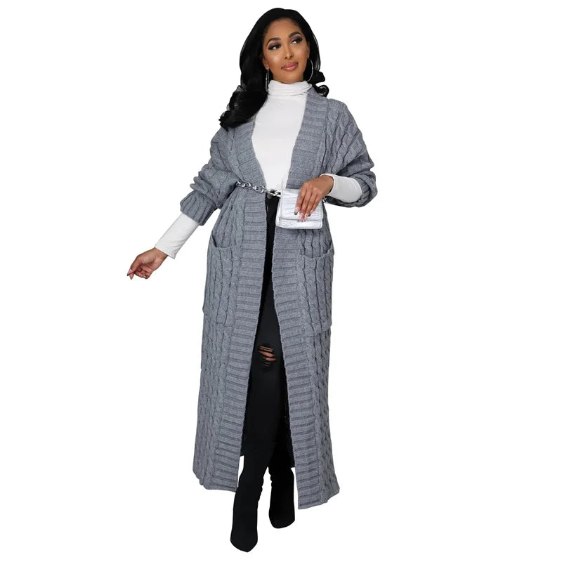 Satchels & Beyond Casual Cardigan Long Maxi Sweater