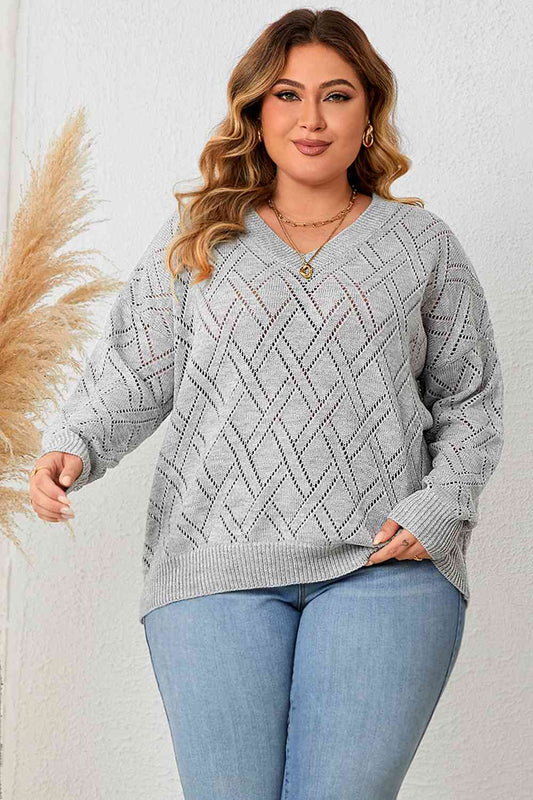 Satchels & Beyond Plus Size Plaid V-Neck Knit Top