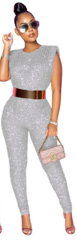 Satchels & Beyond No Sleeve  Sequins  Jumpsuit& pant Suits